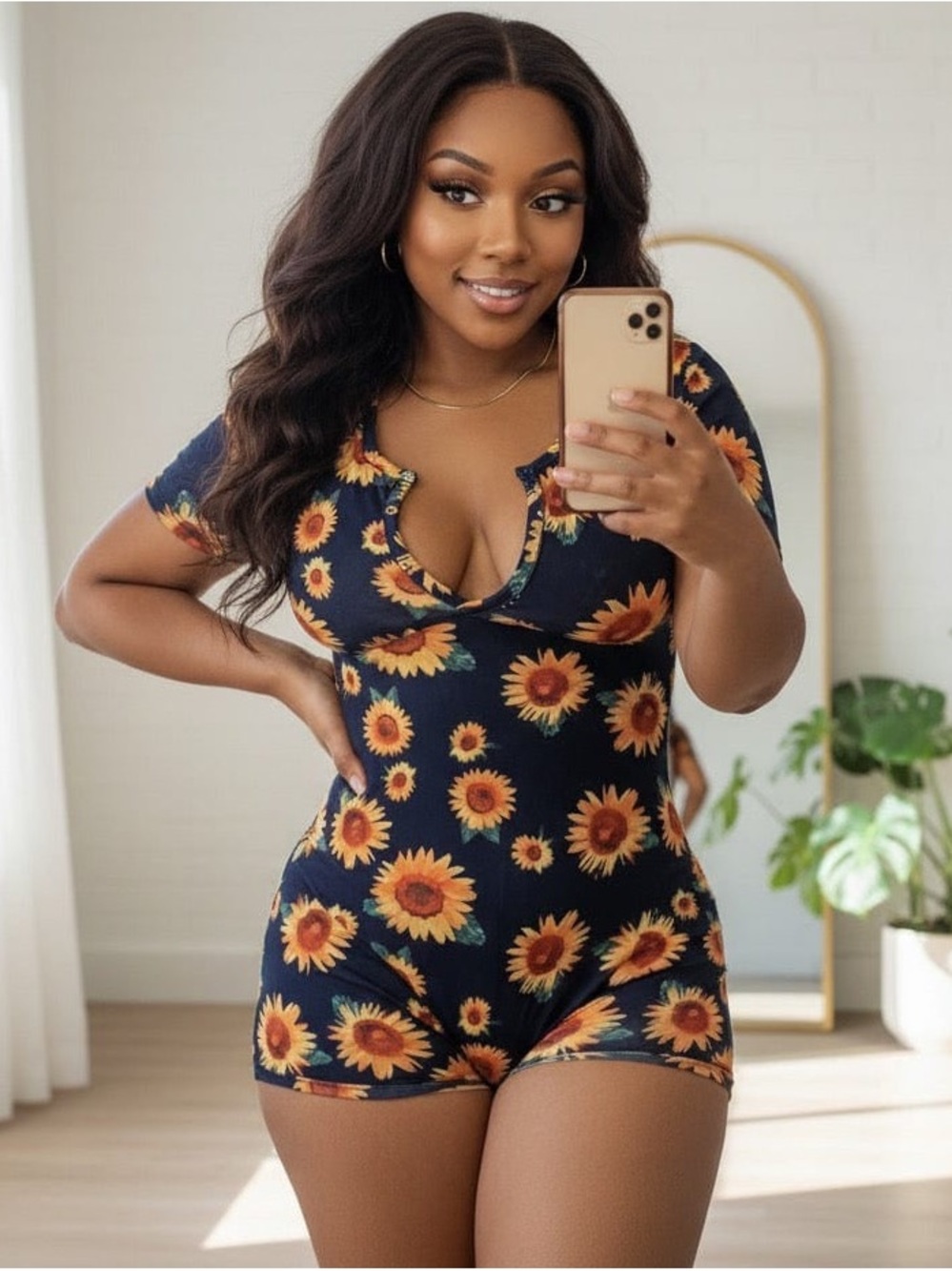 Sunflower Print Romper